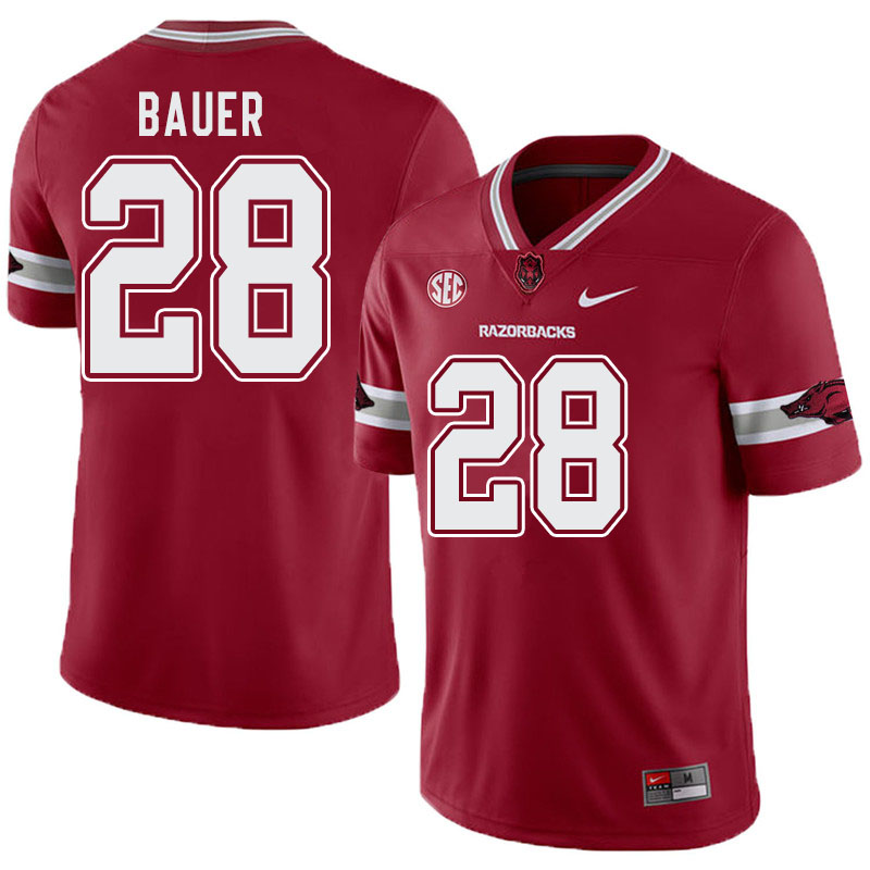 Men #28 Reid Bauer Arkansas Razorbacks College Football Alternate Jerseys-Cardinal